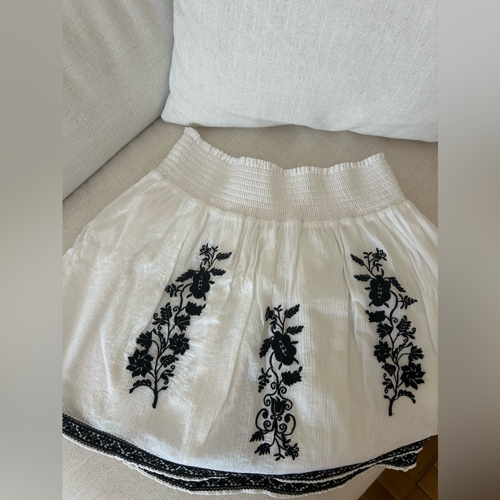 JCrew white skirt with black embroidery